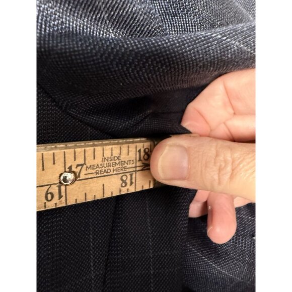 Gant Men’s 2 Piece Navy Blue Windowpane Check Pleated Euro Fit Suit Size In Disc - Picture 14 of 16